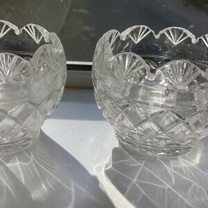Royal Irish Crystal 24% Lead Crystal Scalloped Bowls Pair Czech Republic